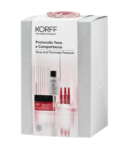 KORFF COFANETTO TONO E COMPATTEZZA - Fiale X7 Collagene + Crema Viso 50ml + Soluzione Esfoliante 30ml